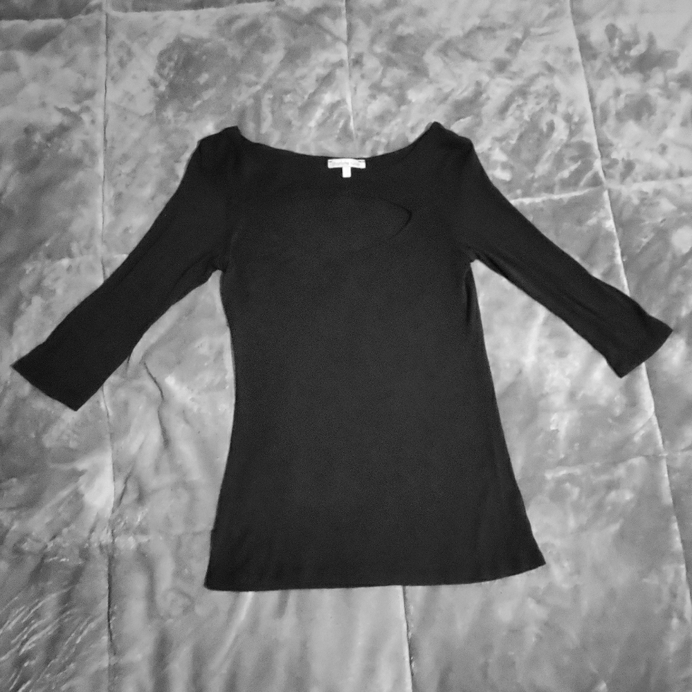 Charlotte Russe black peep hole 3/4 sleeve top S